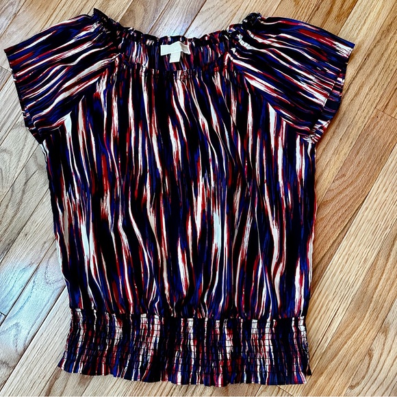 Michael Kors Tops - Michael Kors Red, Black, and Blue Striped Blouse